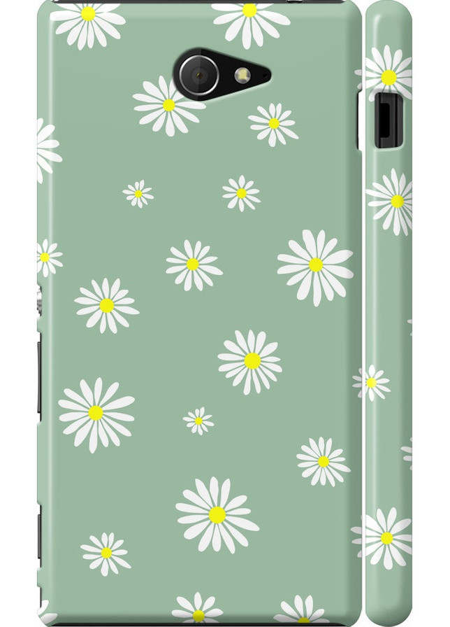 3D пластиковый матовый чехол 'Ромашки v4' для Endorphone Sony Xperia M2 dual D2302 (258091761)
