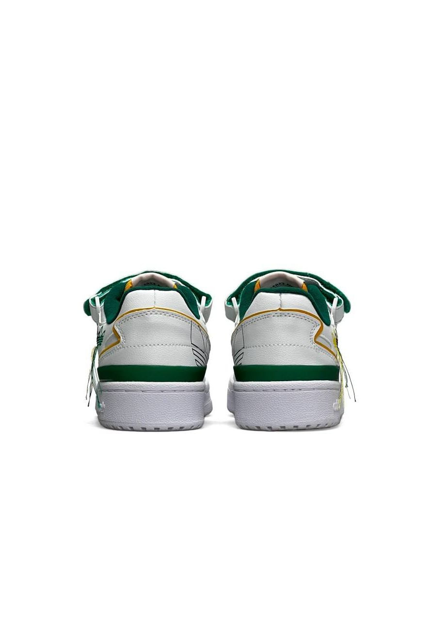 Білі осінні кросівки жіночі, вьетнам adidas Originals Forum 84 Low New White Green Yellow