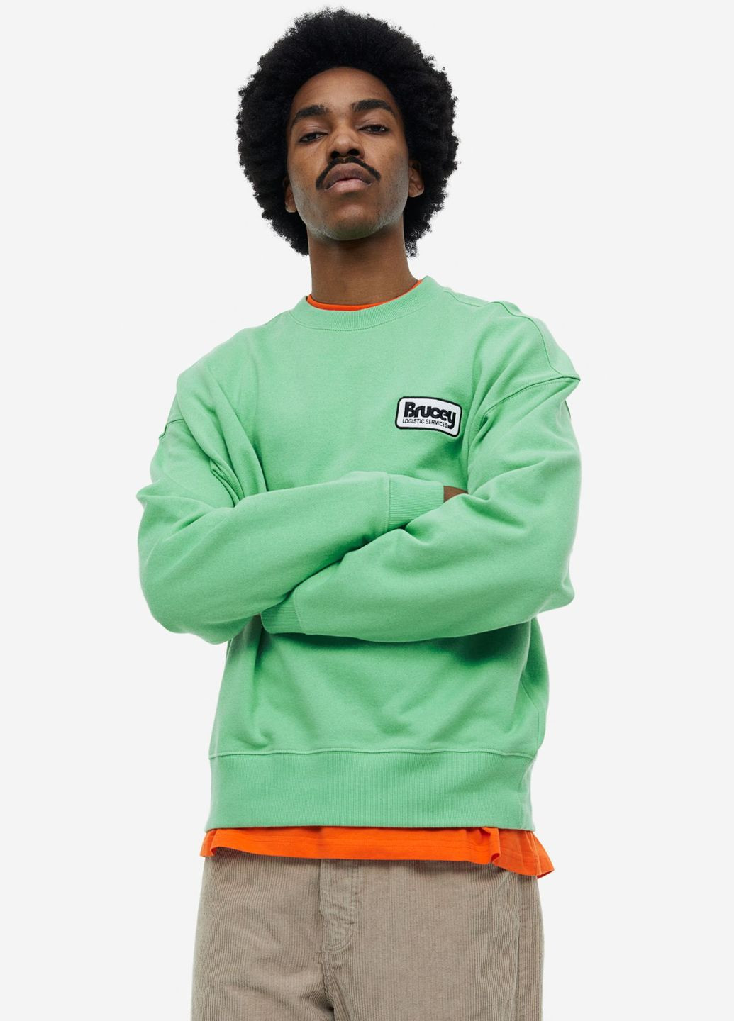 Свитшот H&M - крой надпись светло-зеленый кэжуал хлопок - (260581520)