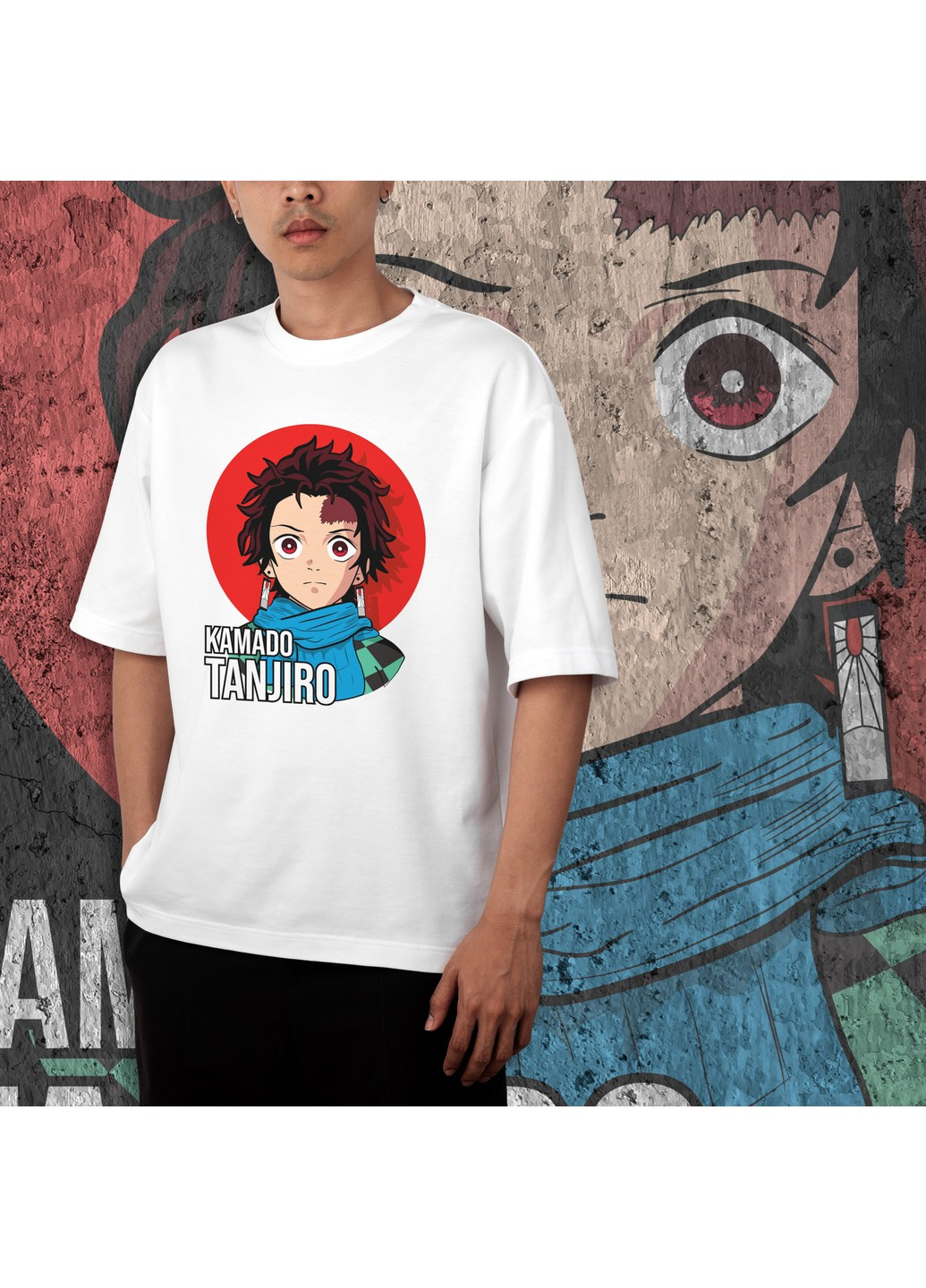 Біла футболка з принтом клинок розсікаючий демонів - танджиро камадо we No Brand