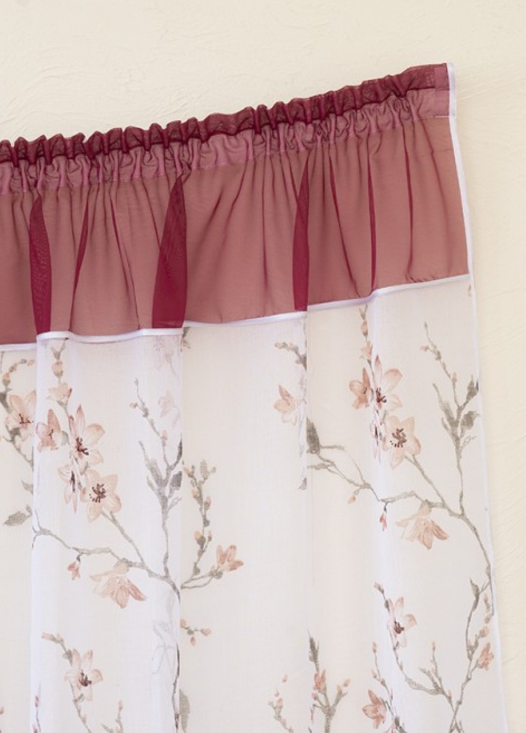 Готовый тюль аркой белый с красным 3х1.6м No Brand (258655947)