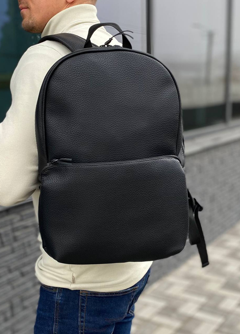 Мужской городской рюкзак с экокожи черного цвета повседневный универсальный Holiday No Brand (258290288)