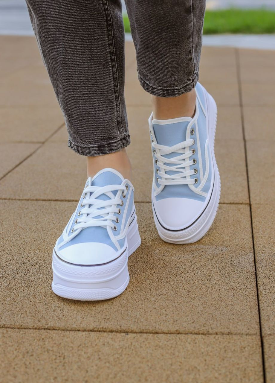 Голубые кроссовки женские No Brand Textile Blue/White