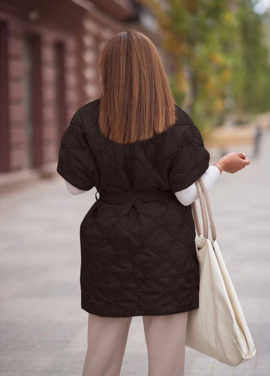 Женская жилетка под пояс цвет черный р.46/48 441555 New Trend (263134370)