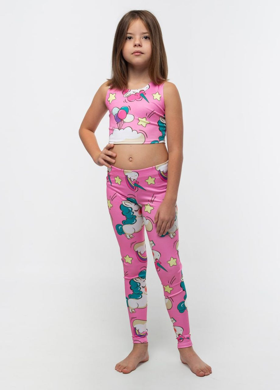 Детский спортивный костюм лосины и топ для девочки No Brand «pink unicorn» (276396689)