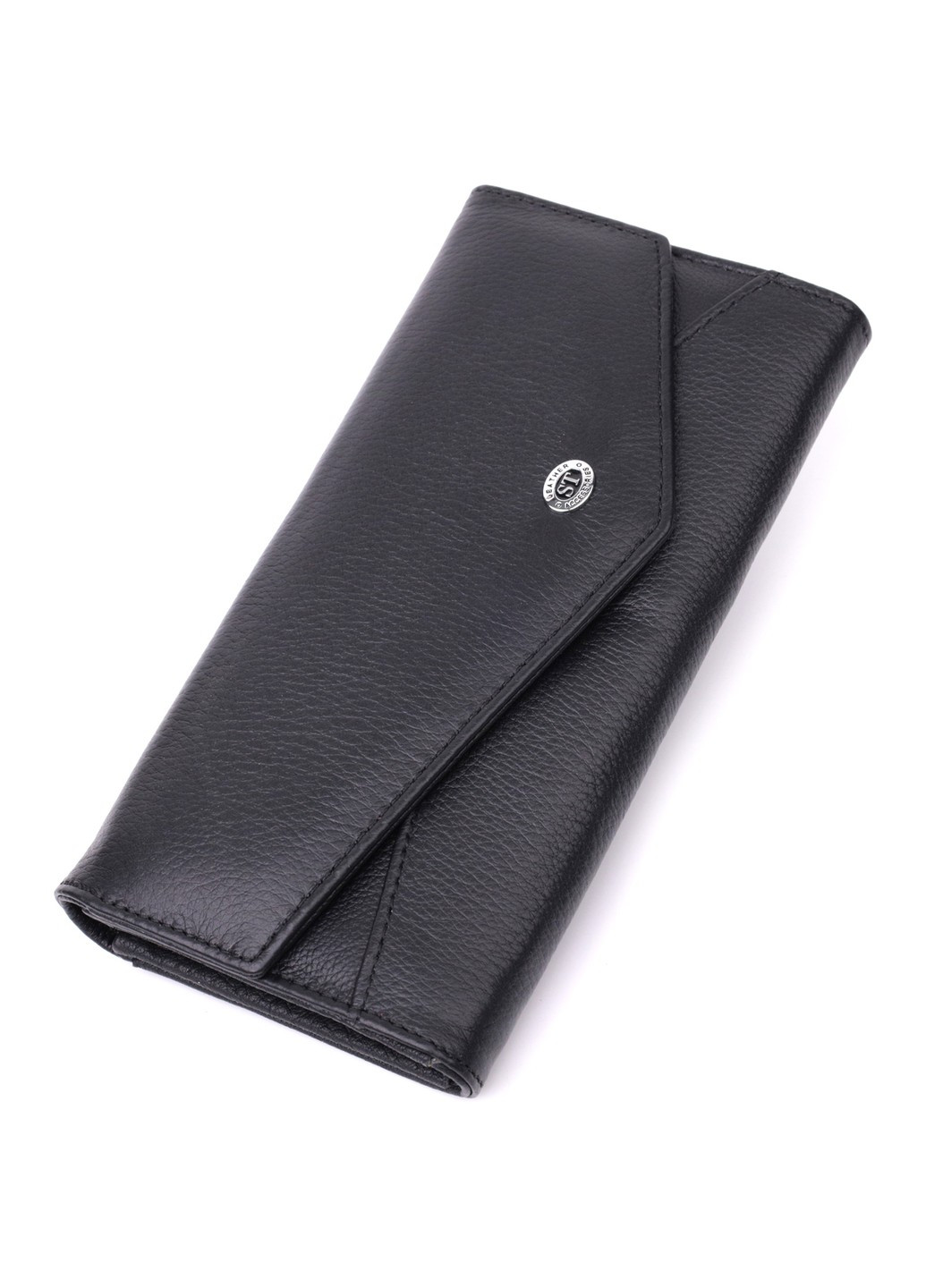 Кожаный женский кошелек с геометрическим клапаном 22546 Черный st leather (278001069)