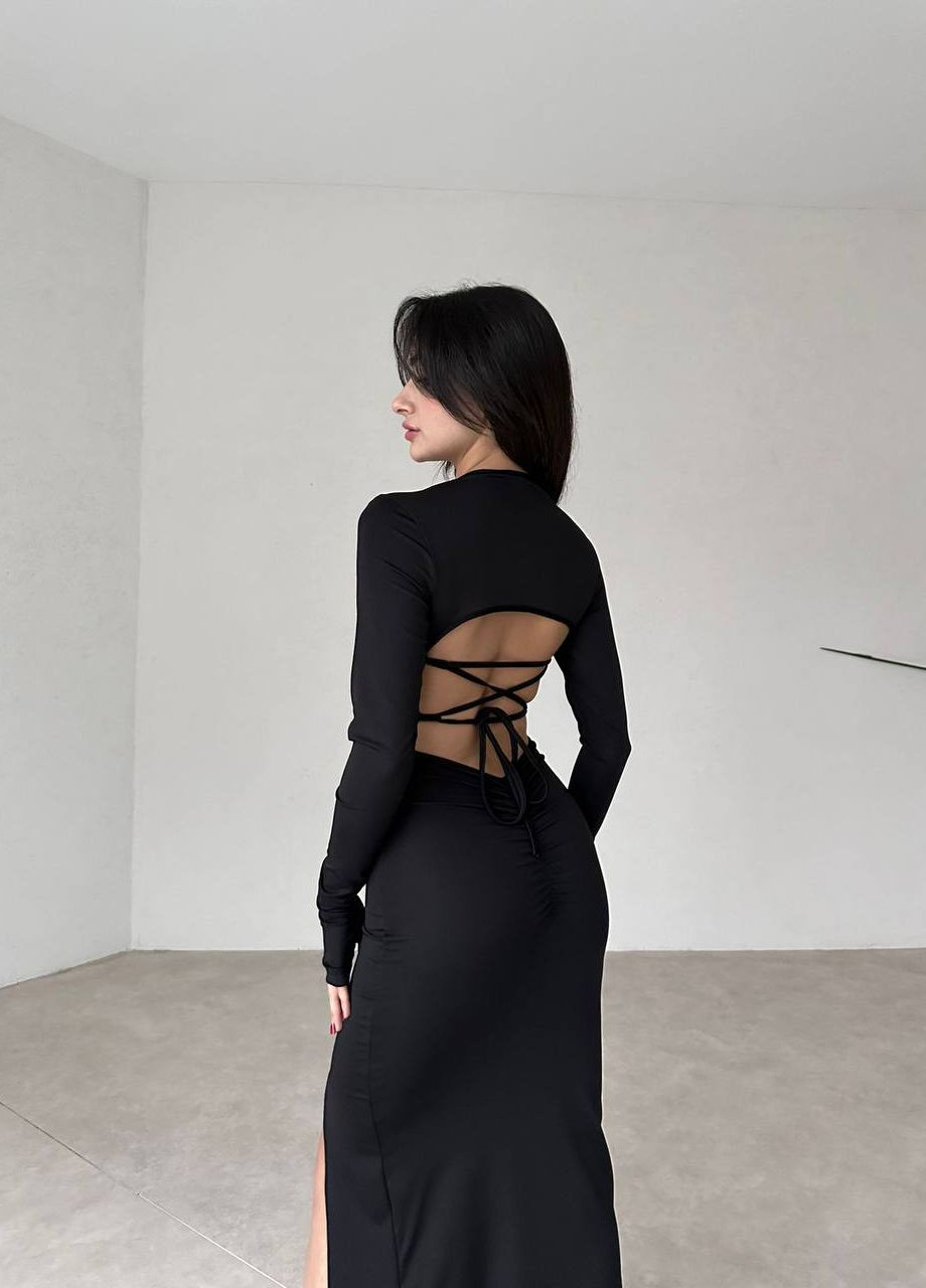 Черное женское платье креп-дайвинг No Brand