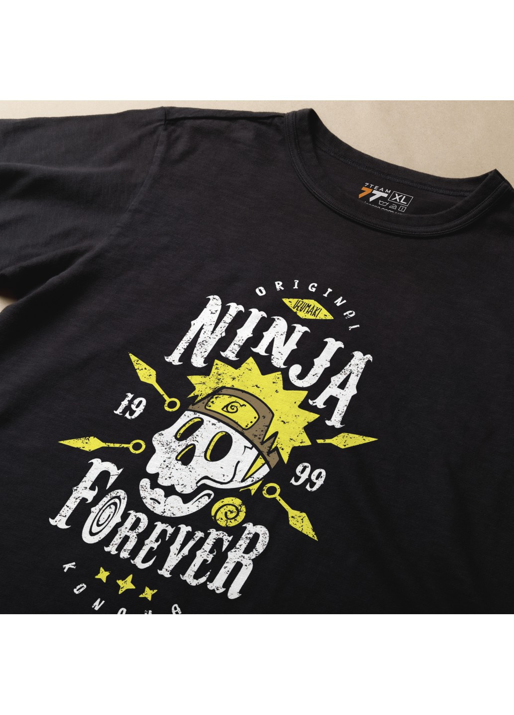 Черная футболка c принтом наруто - ninja forever No Brand