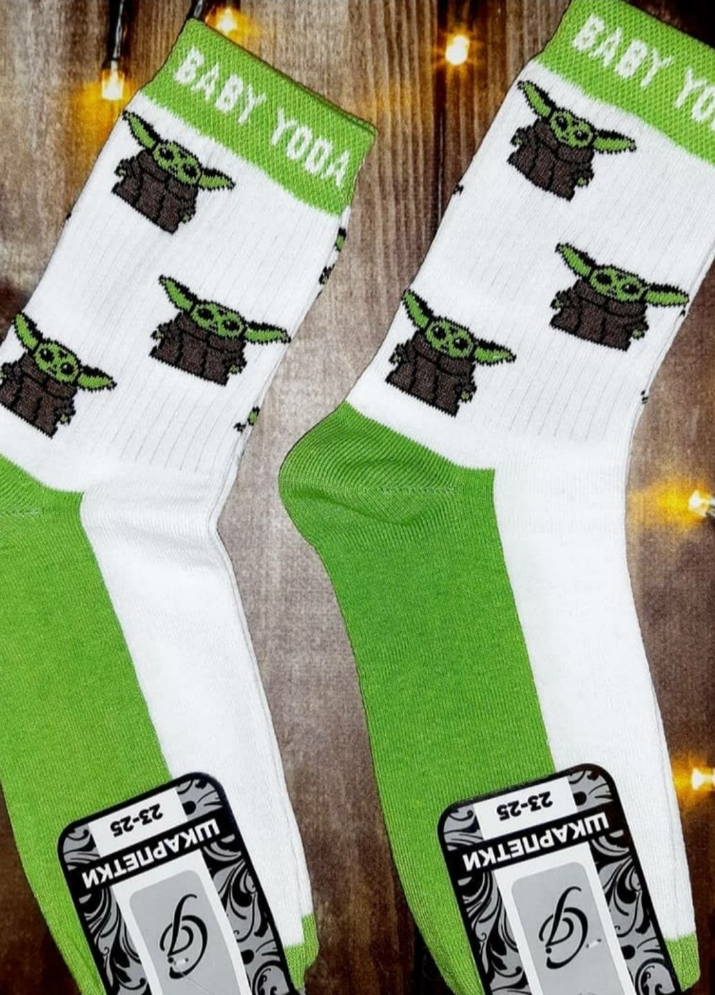 Модні зелені високі шкарпетки прикол з принтом Зоряні війни Baby Yoda No Brand (266624423)