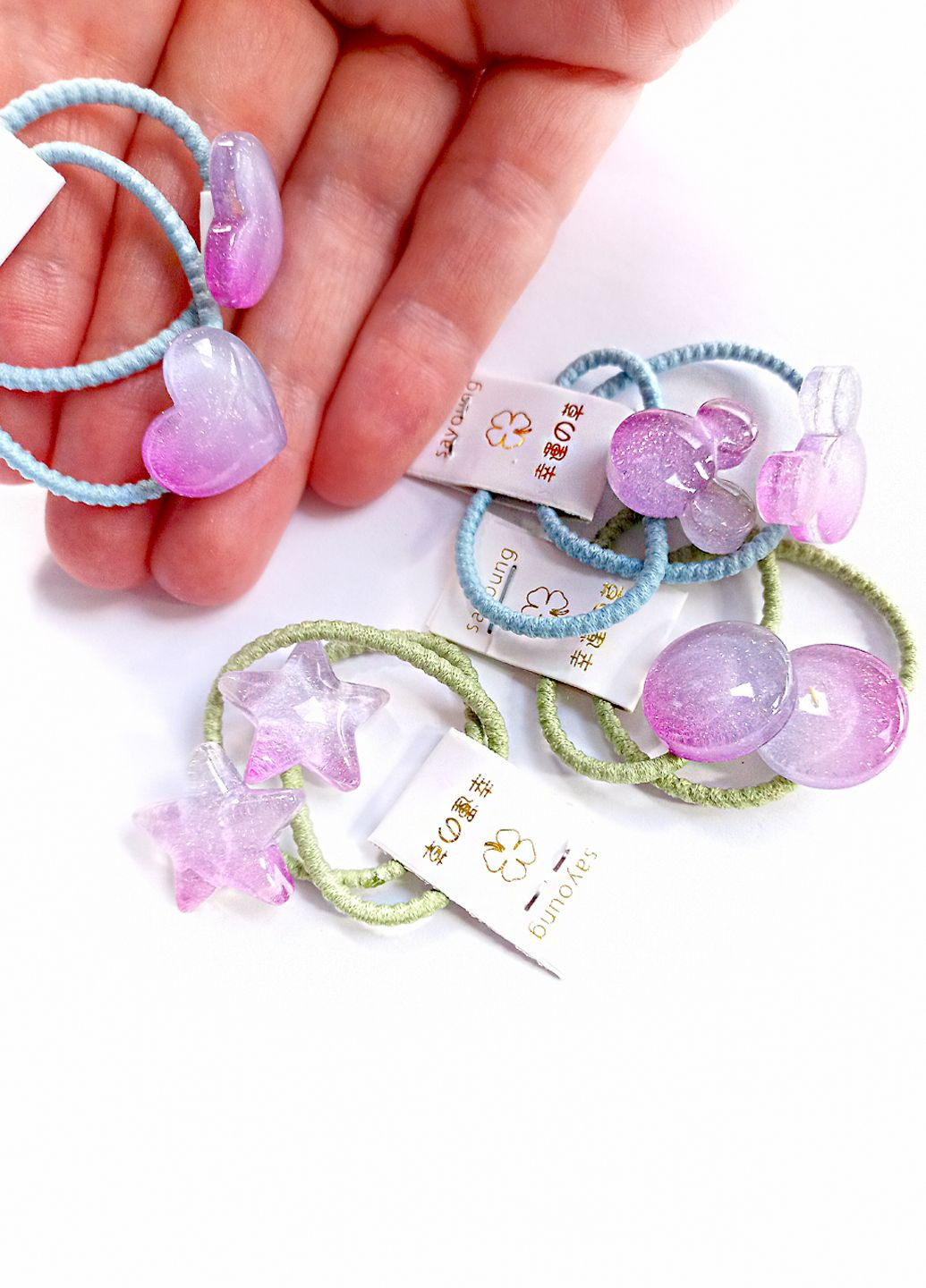 Набір дитячих гумок для волосся "Mini children's", фіолетові, 8 шт, в мішечку Анна Ясеницька (265331500)