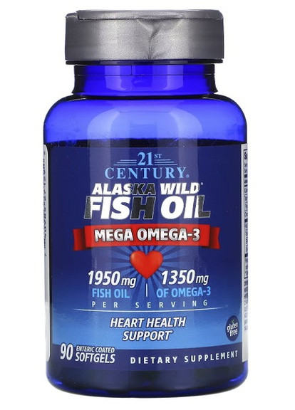 Alaska Wild Fish Oil Mega Omega-3 90 Softgels 21st Century (258499256)
