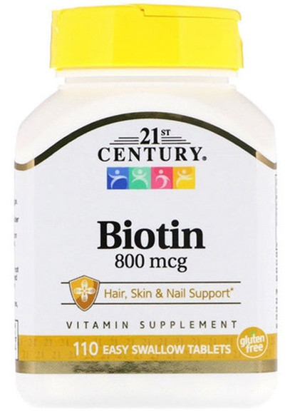 Biotin, High Potency 800 mcg 110 Tabs 21st Century (256721012)