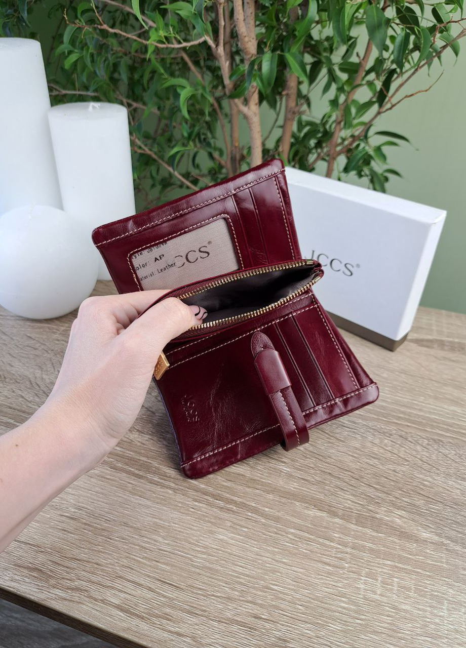 Женский кожаный кошелёк на кнопке среднего размера Jccs (259735581)