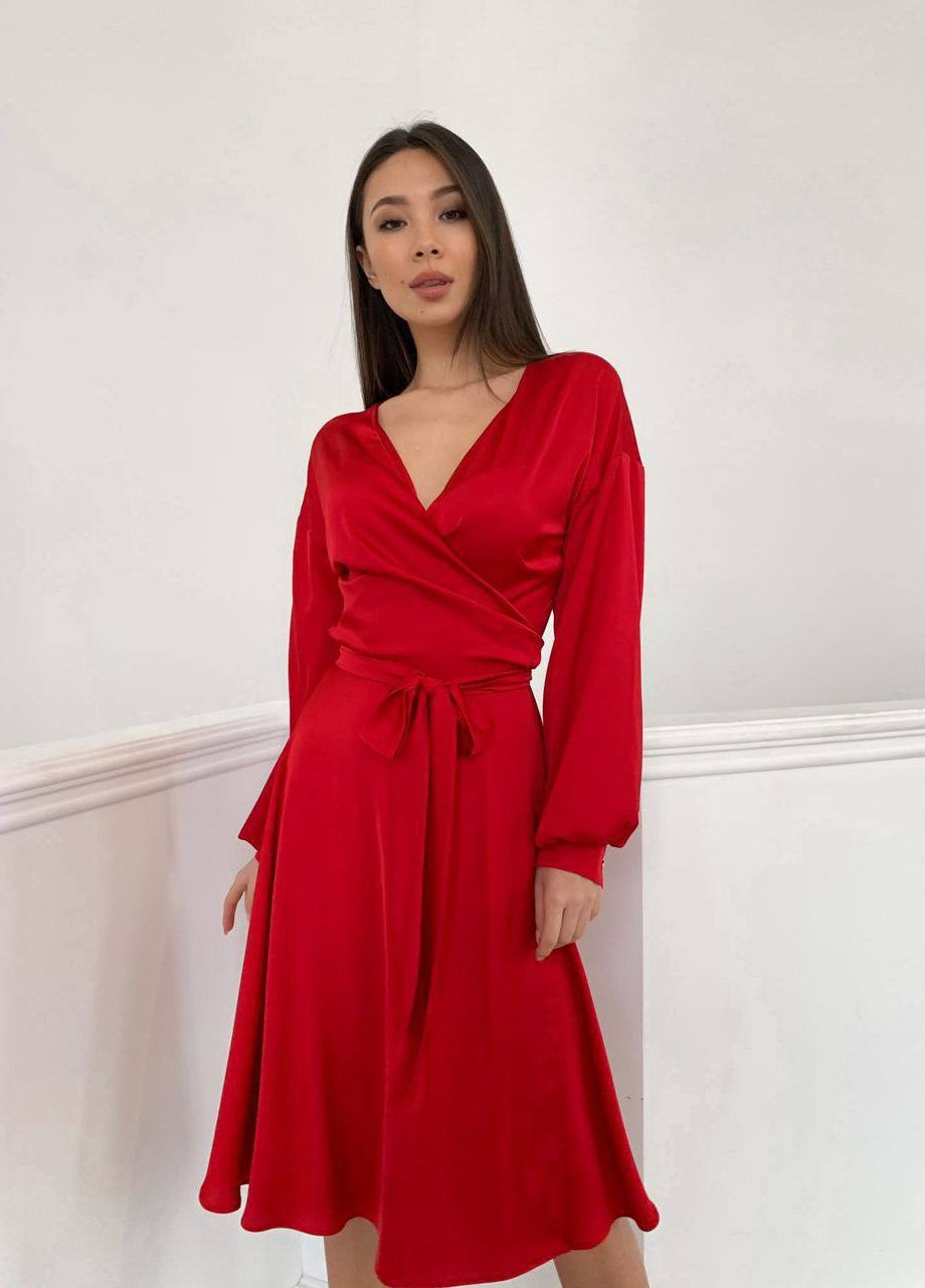 Красное платье-миди No Brand
