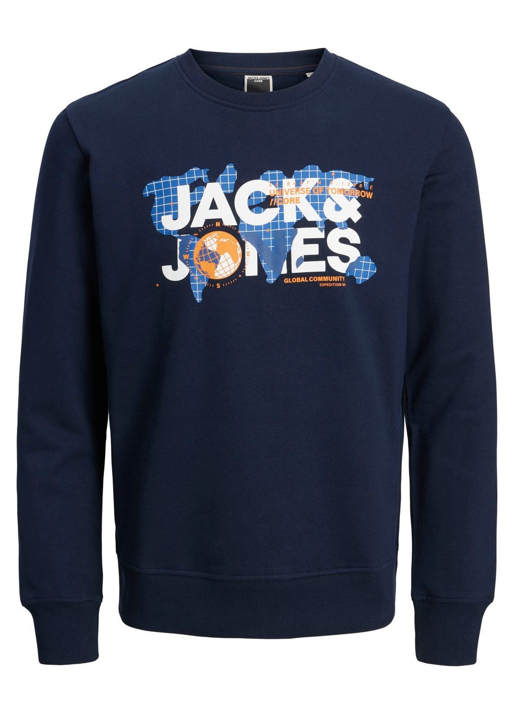 Світшот фліс,темно-синій з принтом,JACK&JONES Jack & Jones - крій темно-синій - (275135728)