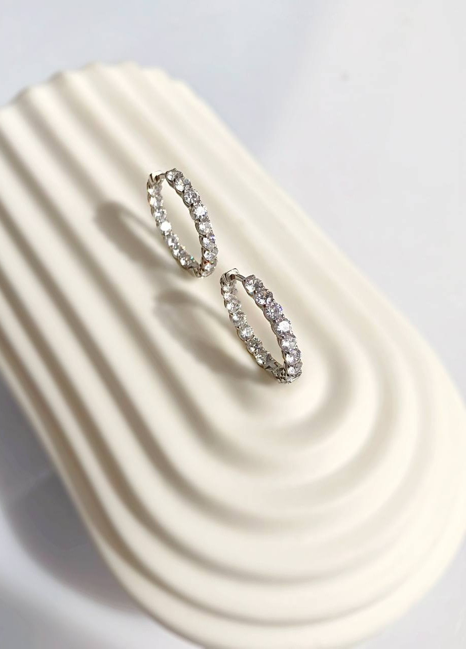 Серебряные сережки кольца 925 пробы с камнями фианит UMAX (258526709)