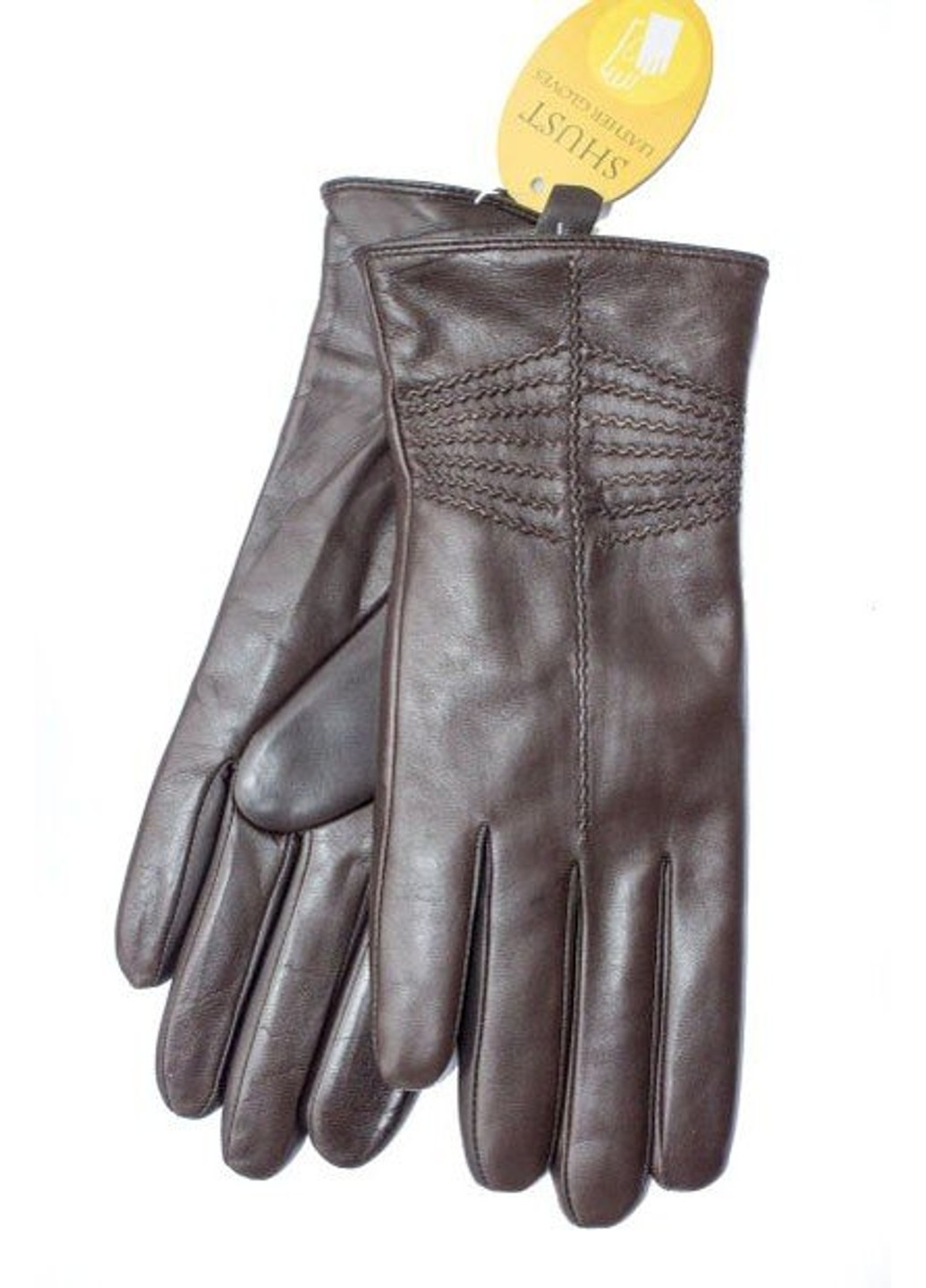Темно-коричневые кожаные женские перчатки L Shust Gloves (266142975)
