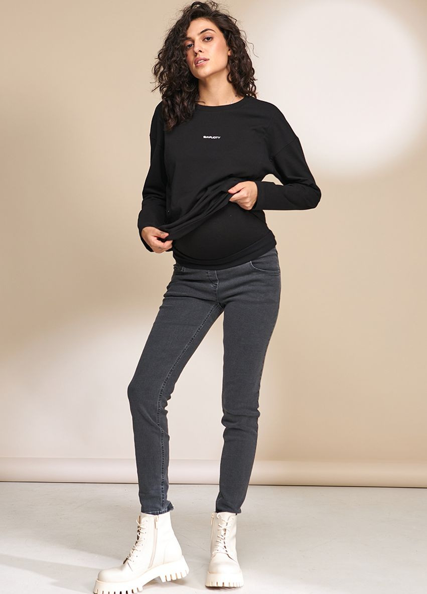 Облягаючі зручні джинси для вагітних чорно-сірі Skinny fit Юла мама - (276248951)