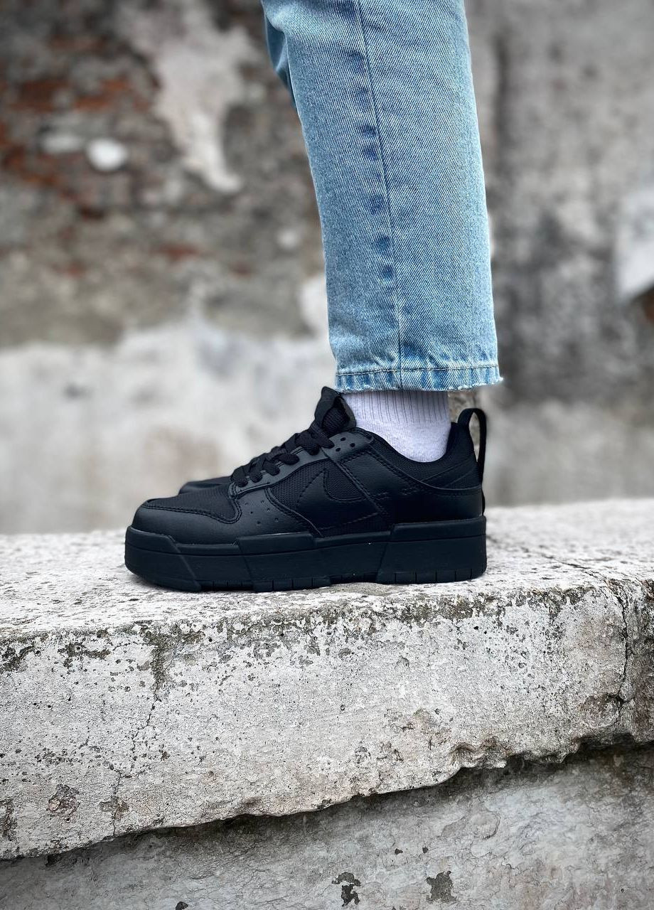 Женские кроссовки на осень толстая подошва черные No Brand чёрные демисезоны (263684285)