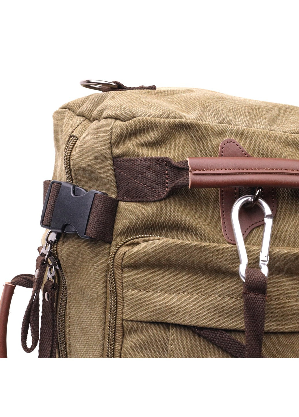 Вместительный рюкзак-трансформер в стиле милитари из плотного текстиля 22158 Оливковый Vintage (267948735)