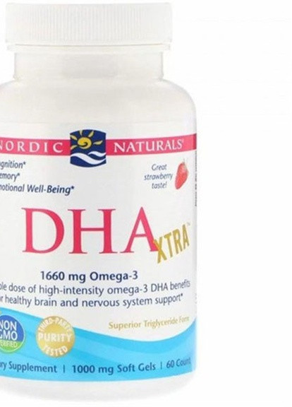 DHA Xtra 60 Soft Gels Great Strawberry taste Nordic Naturals (258763366)