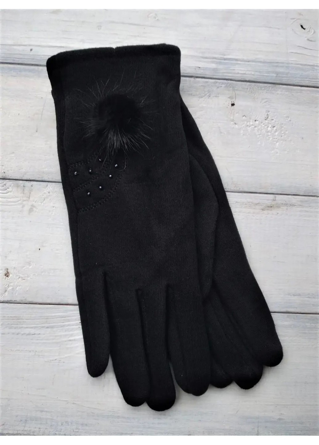 Жіночі розтяжні рукавички Чорні 8714S1 с BR-S (261771557)