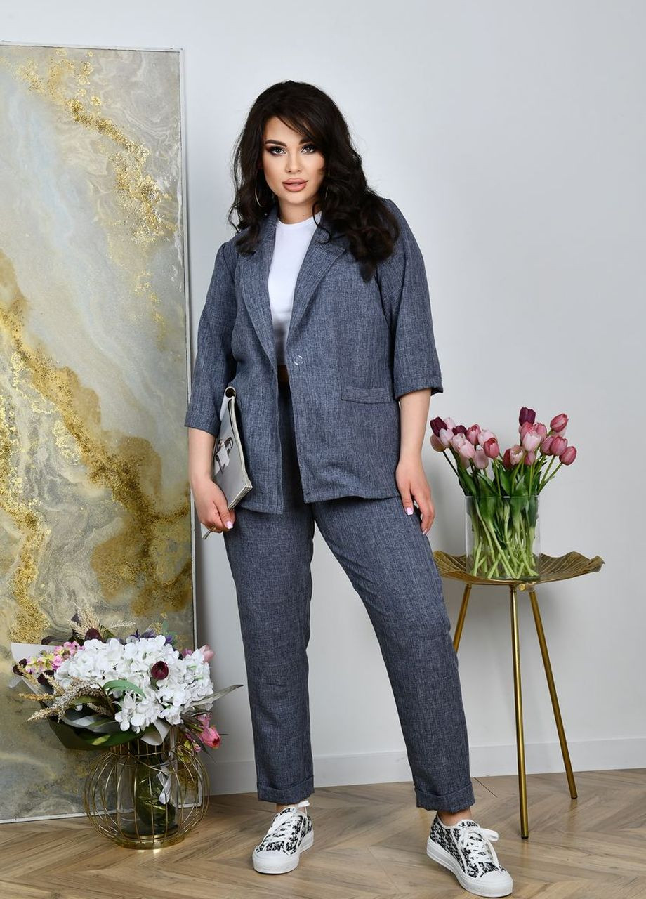 Жіночий костюм брюки та піджак колір графіт р.48/50 437764 New Trend (260024305)