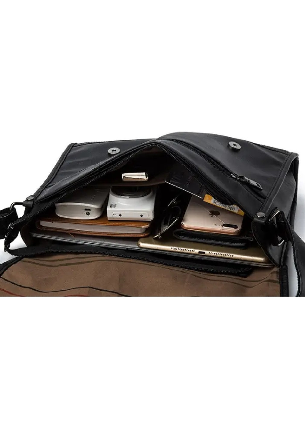 Мужская стильная практичная компактная повседневная сумка через плечо из экокожи 34х25х7 см (475517-Prob) Черная Unbranded (268369388)