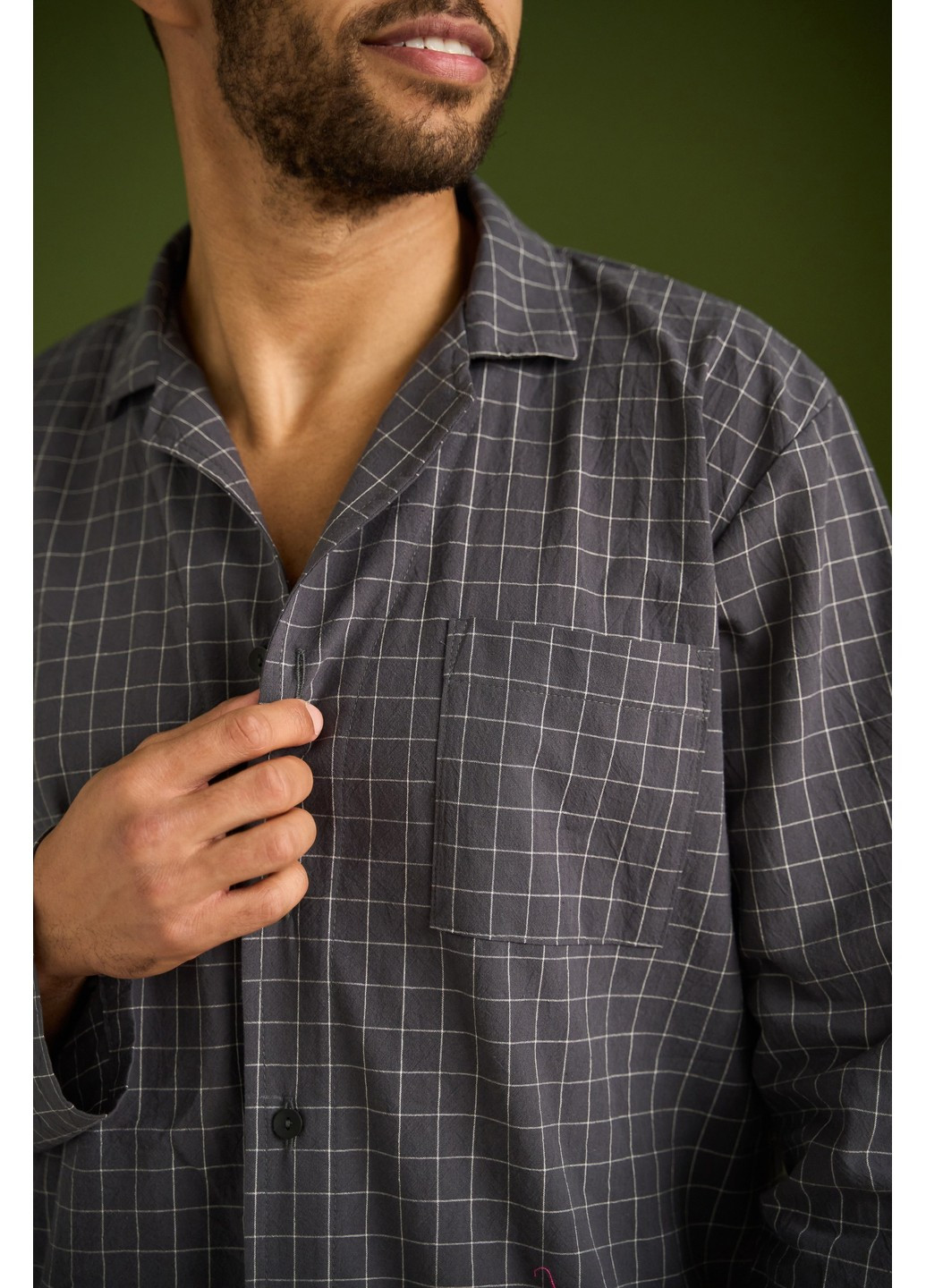 Пижама мужская в клетку вареный хлопок HOMELY графит Handy Wear (278076154)