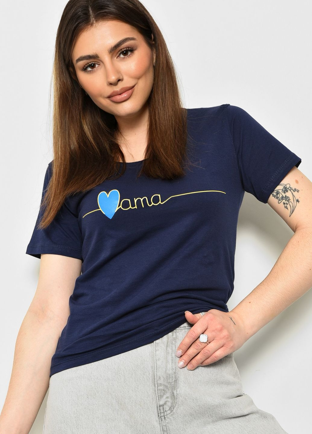 Синя літня футболка жіноча синього кольору Let's Shop