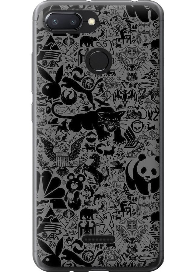 2D пластиковий чохол 'Чорно-сірий стікер бомбінг' для Endorphone Xiaomi Redmi 6 (259320821)