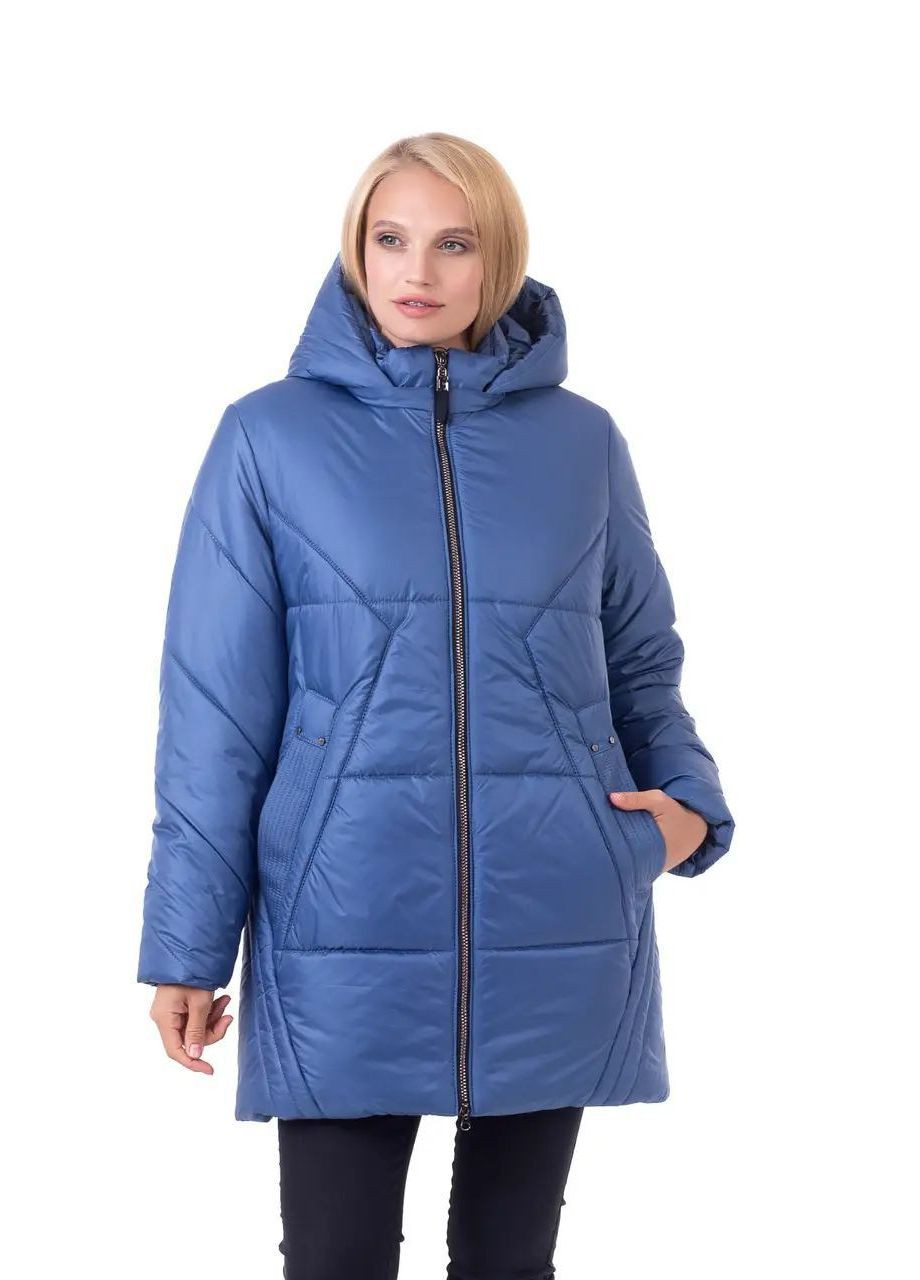 Голубая зимняя женская куртка большого размера зимняя SK