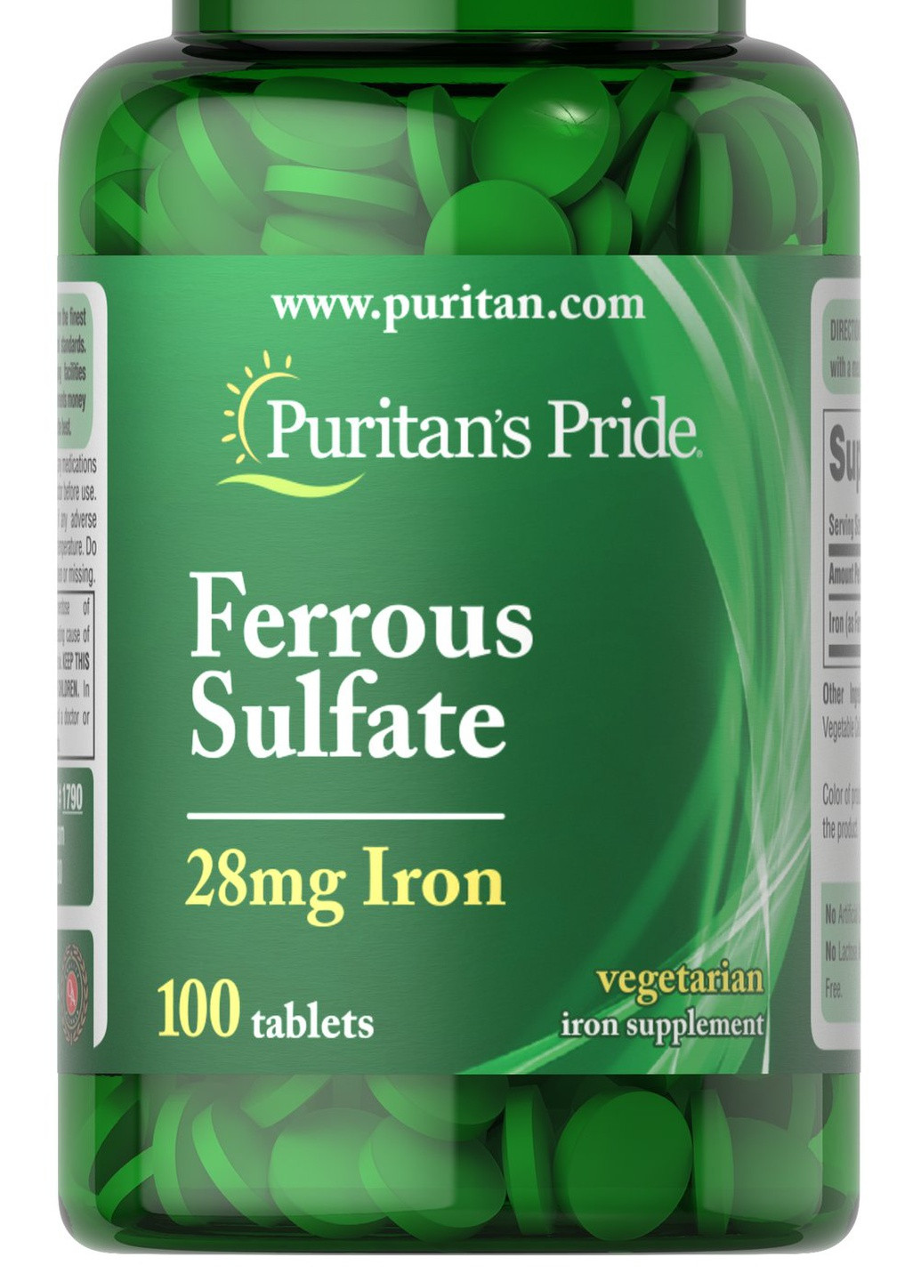 Puritan's Pride Iron Ferrous Sulfate 28 mg 100 Tabs Puritans Pride (256721099)