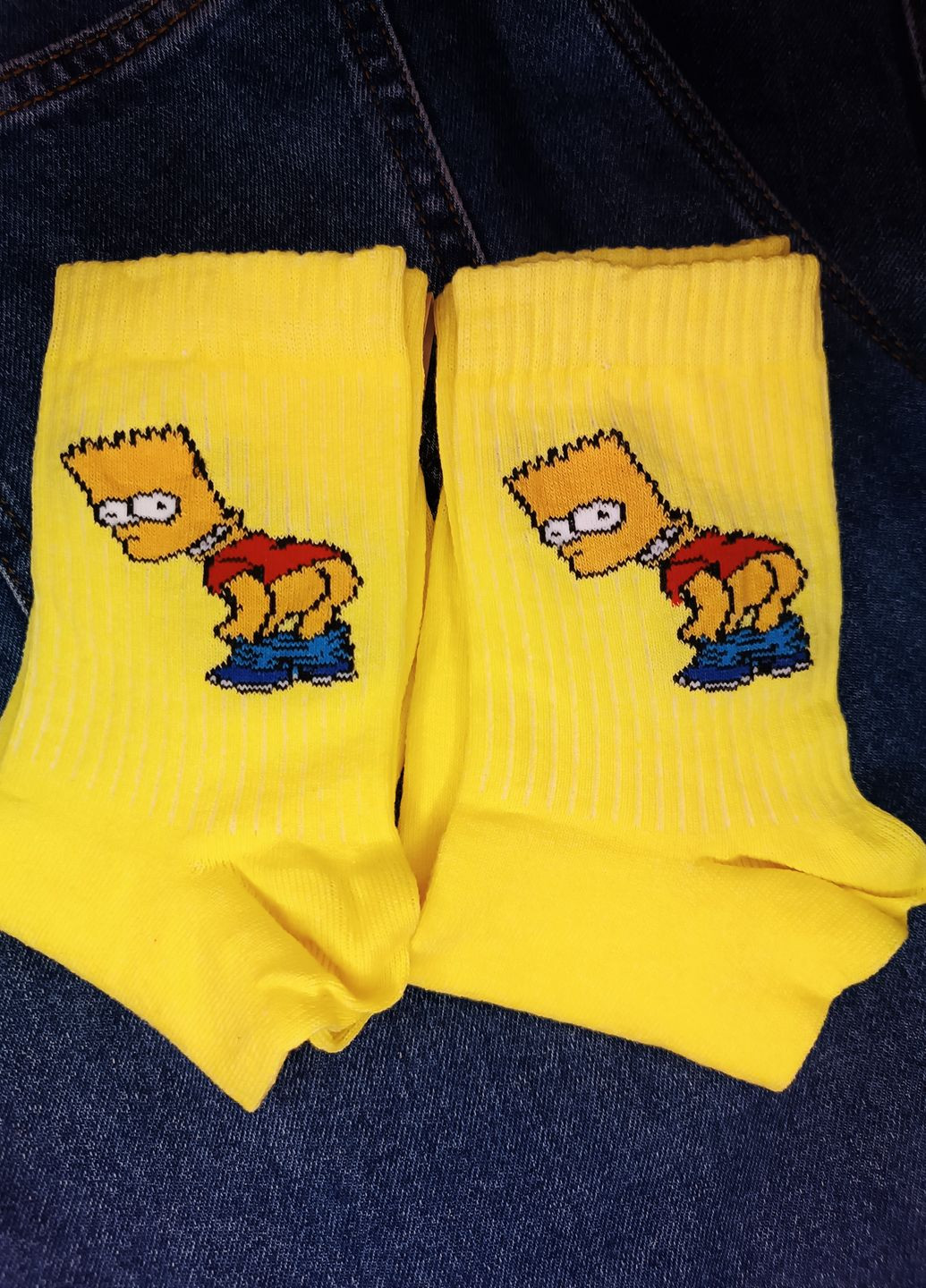 Модные желтые высокие носки прикол с принтом Барт No Brand (266624403)