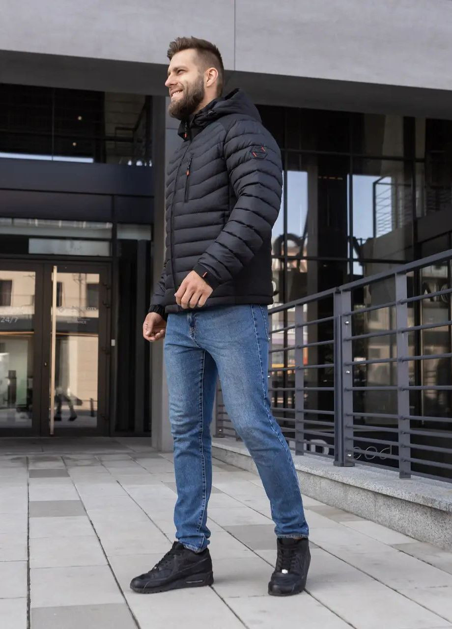 Черная демисезонная мужская демисезонна куртка большого размера SK