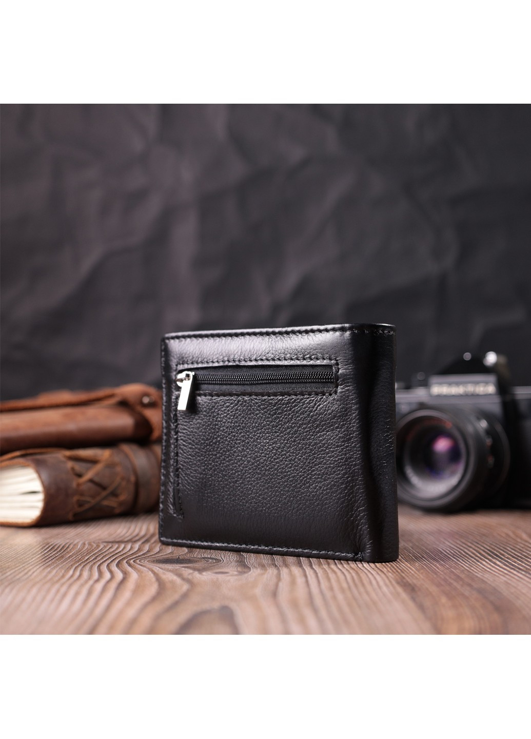 Шкіряне чоловіче портмоне із затискачем 22481 Чорний st leather (277980542)