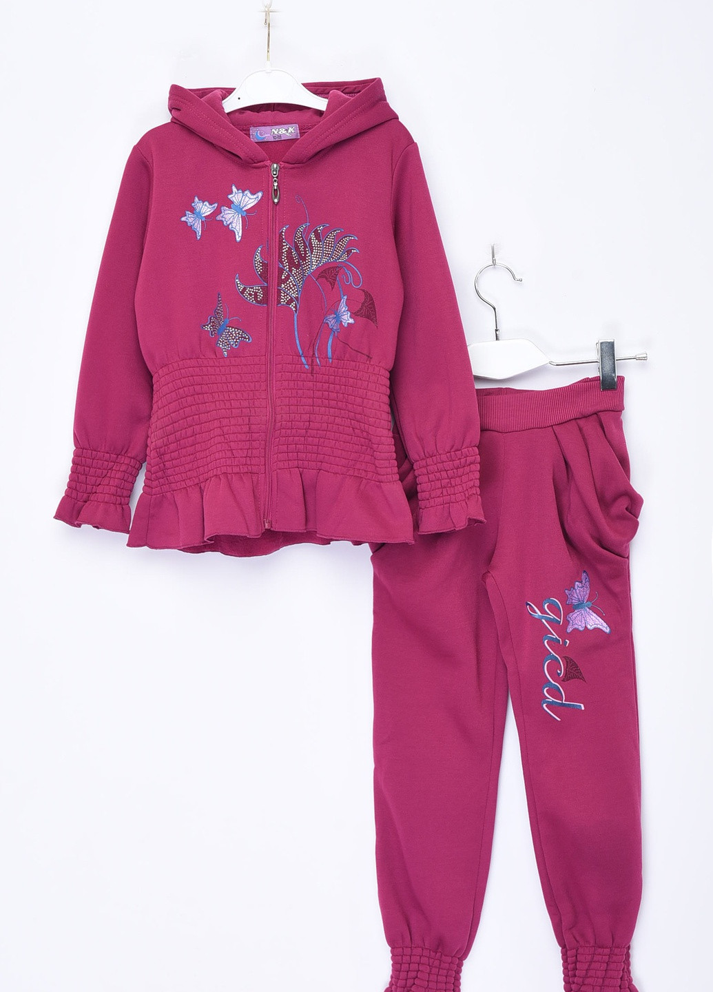 Фиолетовый зимний спортивный костюм детский на флисе для девочки фиолетового цвета размер 10 Let's Shop