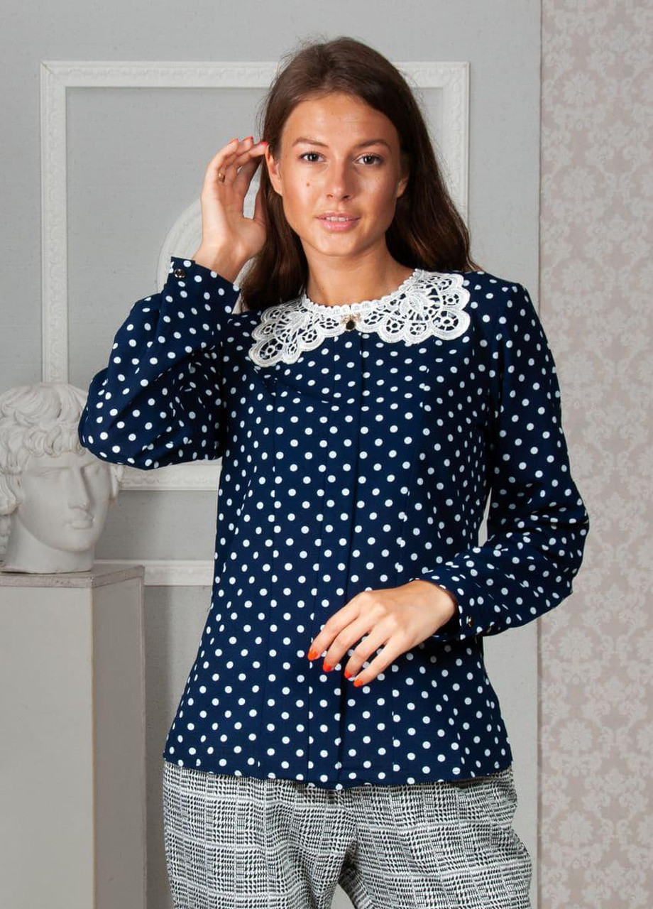 Синіти женская блузка в горох синего цвета р.46 314851 New Trend
