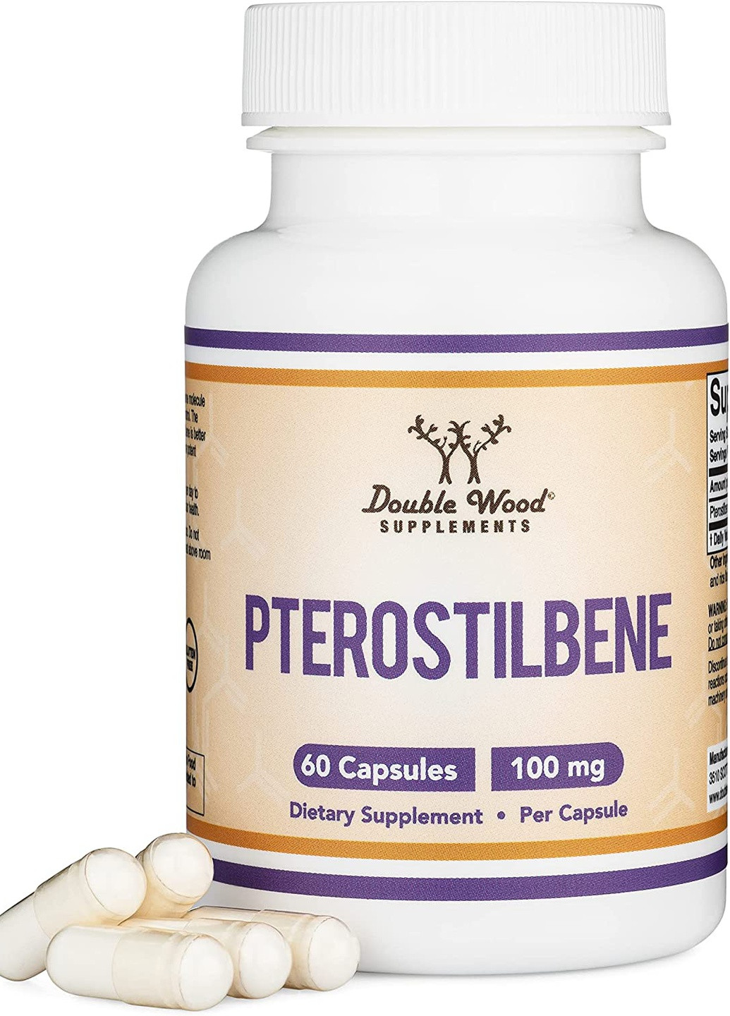 Птеростильбен Double Wood Pterostilbene 100 mg, 60capsules Double Wood Supplements (259296194)