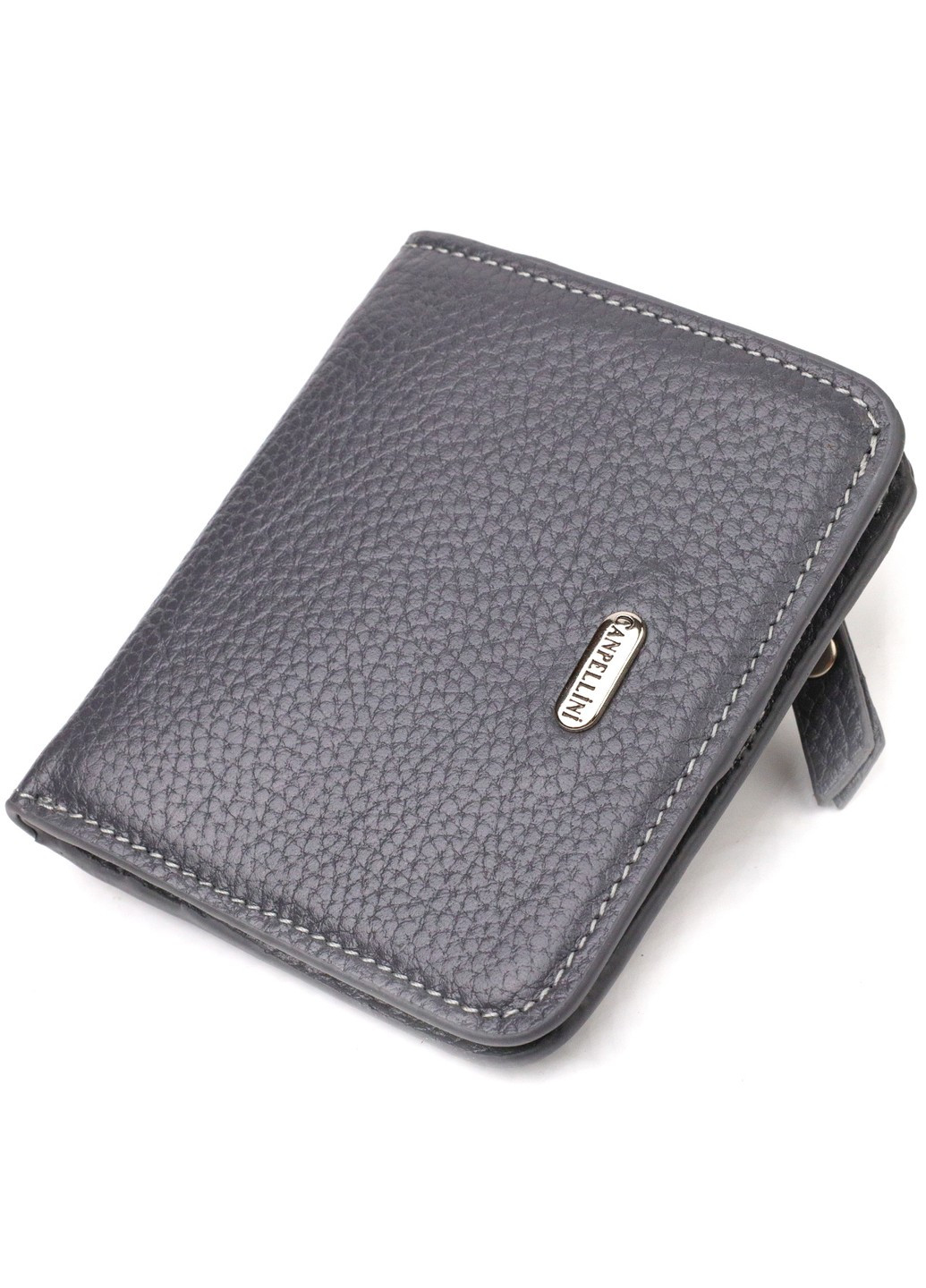 Лаконічний жіночий гаманець невеликого розміру з натуральної шкіри флотар 21801 Сірий Canpellini (259873934)