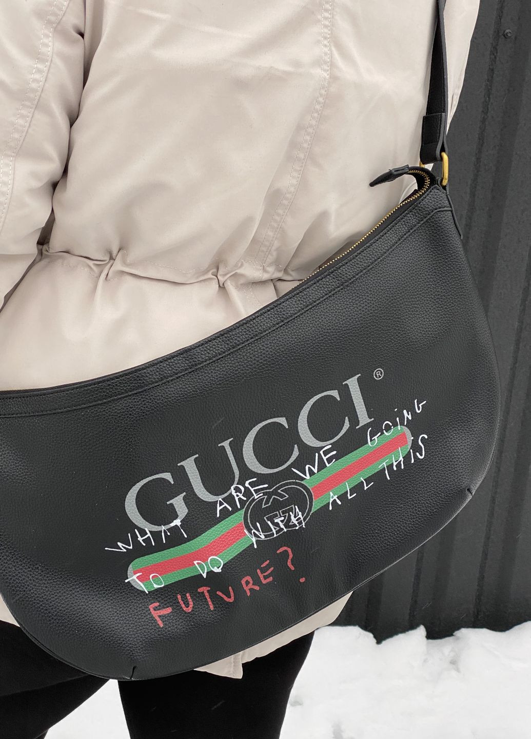 Жіноча сумка крос-боді хобо велика чорна Gucci (275868798)