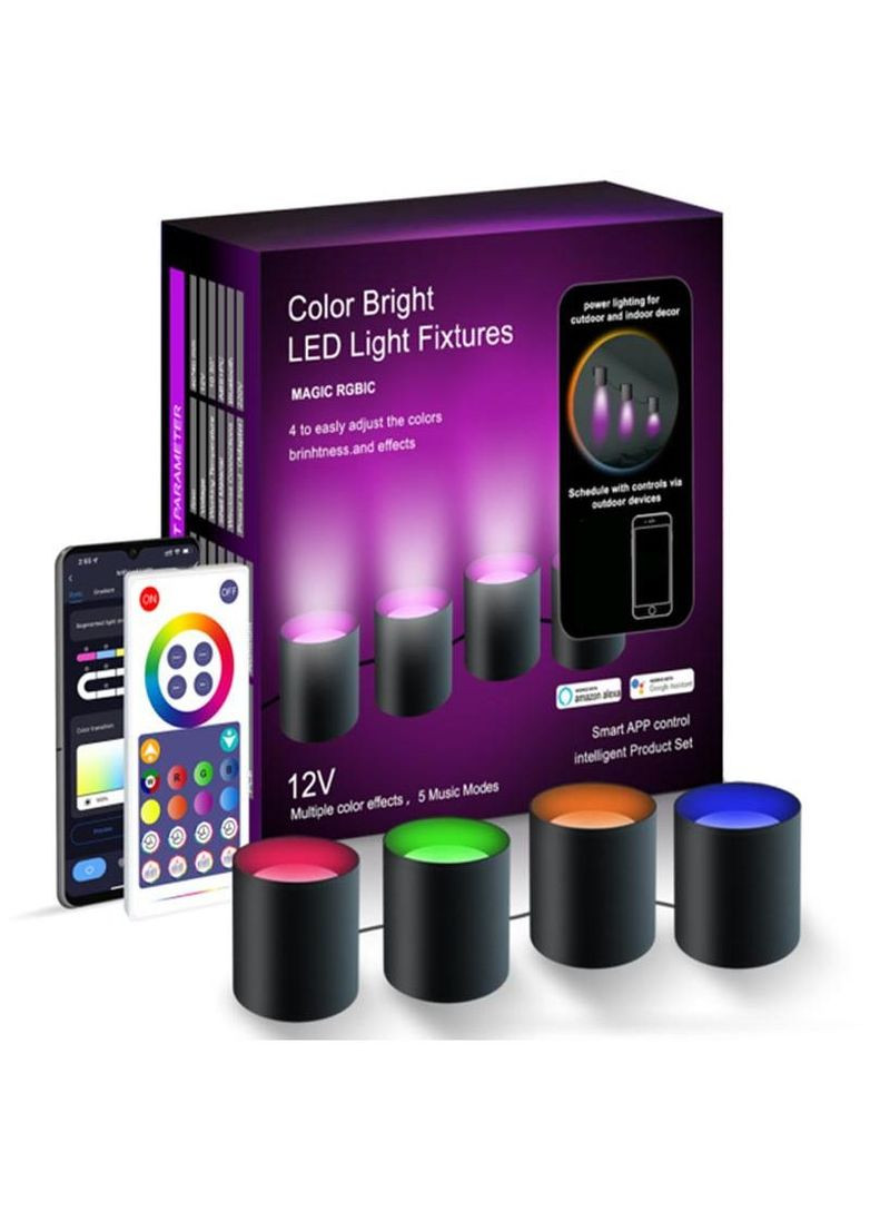 Настенная LED лампа RGB Intelligent wall lamp 4 pcs with Bluetooth European plug with app Epik (276973764)