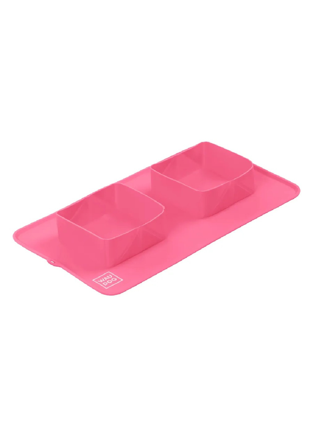 Складной силиконовый коврик с двумя встроенными мисками посуда для животных котов собак 385х230х50 мм (474729-Prob) Розовый Unbranded (259518329)