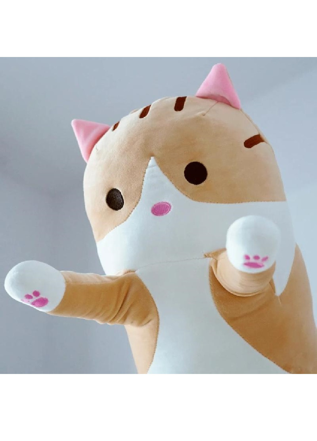 Дитяча м'яка плюшева довга іграшка подушка обіймашка антистрес кіт Батон 70 см (475330-Prob) Коричнева Unbranded (265626874)