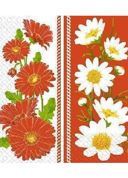 Серветки паперові Гербери тришарові із малюнком 18 шт. Марго (266899676)