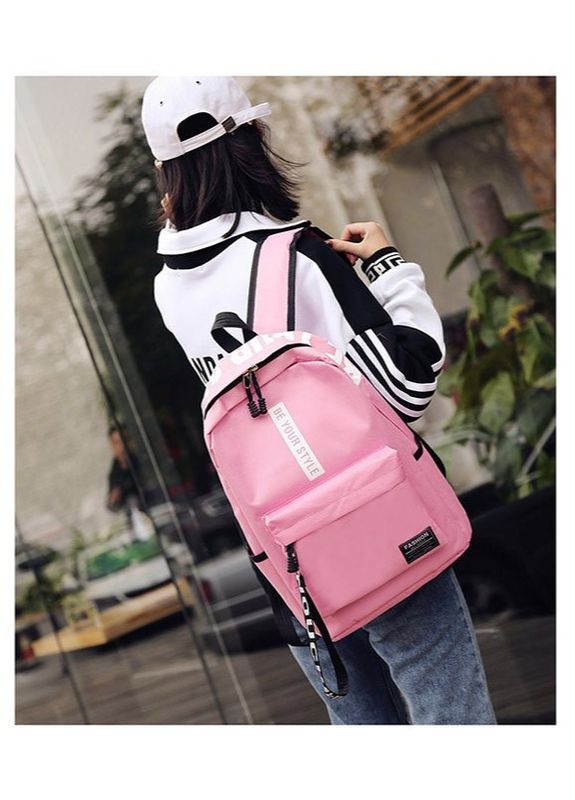 Рюкзак великий BE YOUR STYLE жіночий дитячий шкільний портфель рожевий No Brand (276839872)