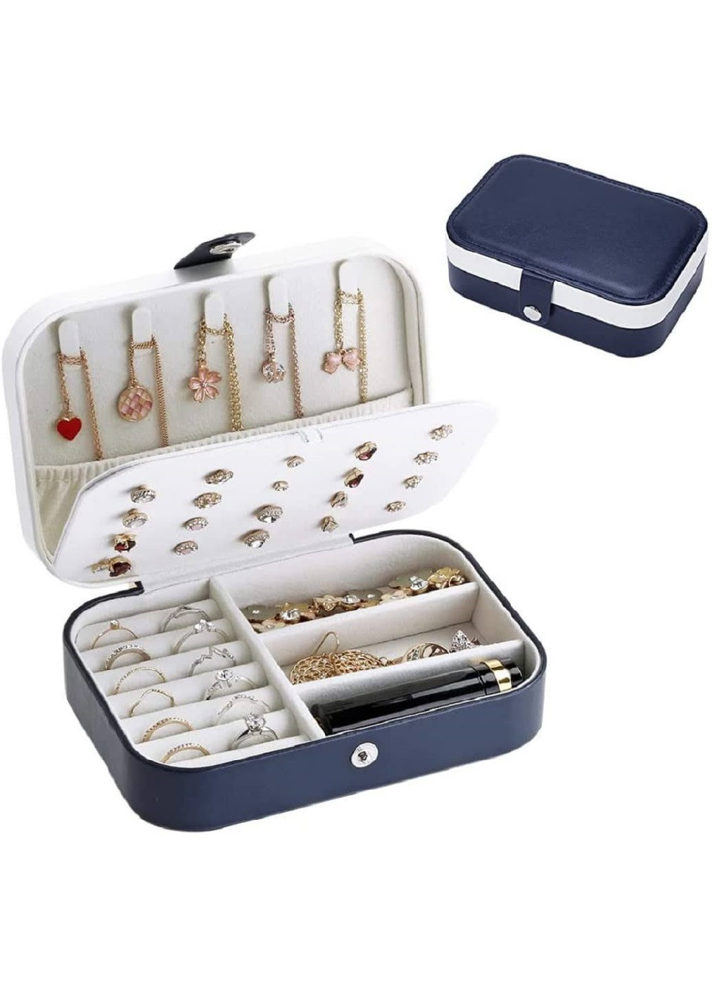 Шкатулка сундук органайзер коробка футляр для хранения украшений бижутерии 16х11.5х5 см (474643-Prob) Синяя с белым Unbranded (259203521)