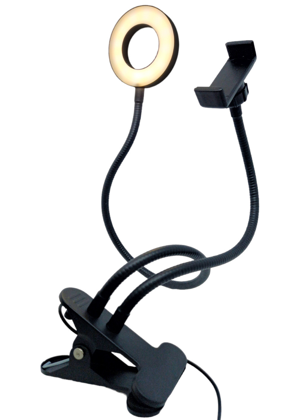 Лампа селфи LED кольцевая светодиодная 2 в 1 кольцо с держателем для телефона и прищепкой No Brand (260517658)