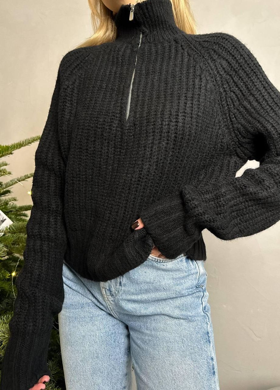 Чорний зимовий свитер 3901 No Brand