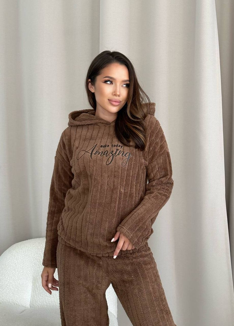 Коричневая всесезон пижама кофта + брюки Garna